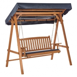 Beliani-FIBBIALLA-Schommelbank-Donkergrijs-Vurenhout