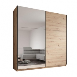 Meubella-KledingkastAzrael-Eiken-200cm-Metspiegel