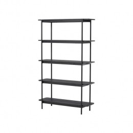 NestlivingWernerHogeHoutenBoekenkast-B120cm-Zwart