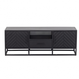 GigaMeubel-TvMeubelZwartVisgraat-Mangohout-140cm-KastIsa