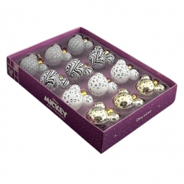 KerstballensetplasticMickeyorenminidierenprint12stuks4cmDisney-Disney