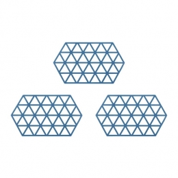 KrumbleSiliconenpannenonderzetterHexagonlang-Blauw-Setvan3
