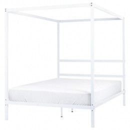 Beliani-LESTARDS-Hemelbed-Wit-140x200cm-Staal