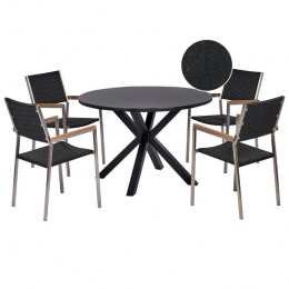 Beliani-MALETTOGROSSETO-Tuinset4-zits-Zwart-AluminiumRotanGlas