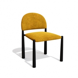 Setvan2mosterdkleurigefluwelenstoelenmetzwartepoten