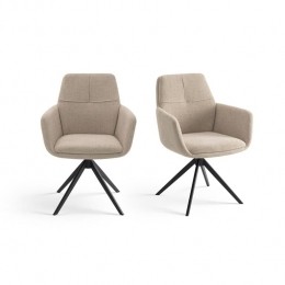 FurnihausDraaibareEetkamerstoelenMiloumetarmleuningBeige2st