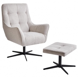 Beliani-MOLLE-Fauteuilmetvoetenbank-Lichtbeige-Polyester