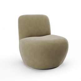 Beigefluwelenstoffendraaifauteuil