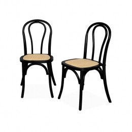 sweeek-Vintagehoutenenrotanstoelsetvan2