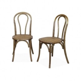 sweeek-Vintagehoutenenrotanstoelsetvan2