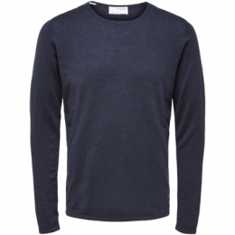 SweaterSelectedRocksKnitCrewNeckDarkSapphire