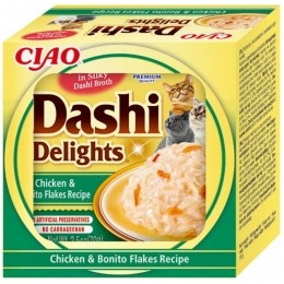 6xCiaoDashiDelightsKattenvoerNatChickenBonitoFlakes70gr