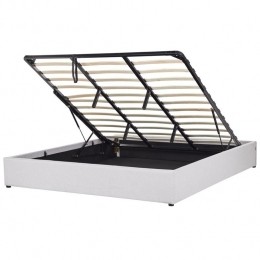 Beliani-DINAN-Tweepersoonsbed-Lichtgrijs-180x200cm-Polyester