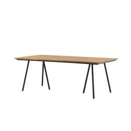NestoutdoorJosuaTuintafelZwart-MetHoutenBlad-200x100cm