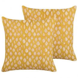 Beliani-GINNALA-Sierkussensetvan2-Geel-45x45cm-Katoen