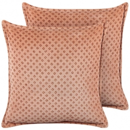 Beliani-RHODOCOMA-Sierkussensetvan2-Roze-45x45cm-Fluweel