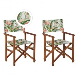 Beliani-CINE-Tuinstoelsetvan2-GroenRozeFlamingo-Polyester