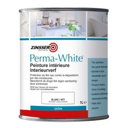 ZinsserPermawhiteSatinZijdeglans-Badkamermuurverf-Wit-1L