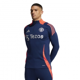 adidasManchesterUnitedTrainingstrui14-Zip2024-2025DonkerblauwRoodZilver