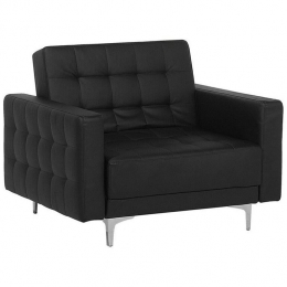 Beliani-ABERDEEN-Chesterfieldfauteuil-Zwart-Kunstleer
