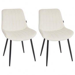 Beliani-DUBROVNIK-Eetkamerstoelsetvan2-Lichtbeige-Fluweel