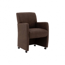 GoossensEetkamerstoelAlex-Kunstleermetarmleuning