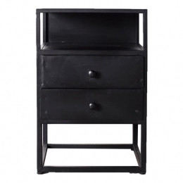 GigaMeubel-NachtkastjeZwartMetaal-2-Laden-40x40x60cm-Joll