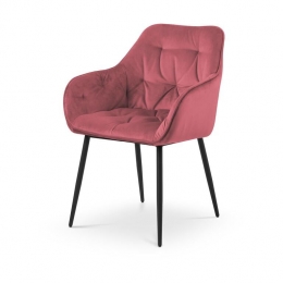 LisommeArianEetkamerstoelVelvetZachtroze-MetArmleuning