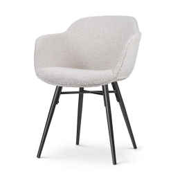 NolonNena-MareEetkamerstoelBouclBeige-ZwarteHoutenPoten