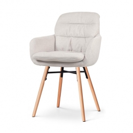 NolonNena-MiaEetkamerstoelBeige-metArmleuning-HoutenPoten