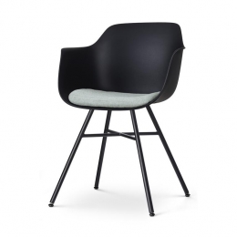 NolonNoa-LizEetkamerstoelZwart-ZachtGroenKussen-ZwartePoten