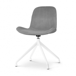 NolonNola-FEetkamerstoelGrijs-Velvet-DraaibaarWitOnderstel