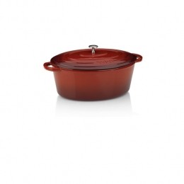 BraadpanGietijzerOvaalRood36cmx29cm-KelaCalido