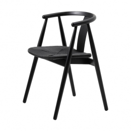 OlivineKenzaEikenhoutenEetkamerstoel-ZwartmetRietenZitting