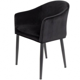 Puur-Kinnaeetkamerstoelvelourszwart