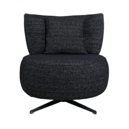 Bronx71FauteuilFallondraaibaargemleerdestofzwart