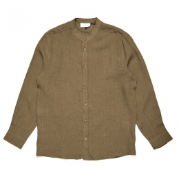 Mazine-StandCollarLinenShirt-OverhemdmaatMbruin