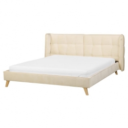 Beliani-SENLIS-Tweepersoonsbed-Lichtbeige-160x200cm-Fluweel