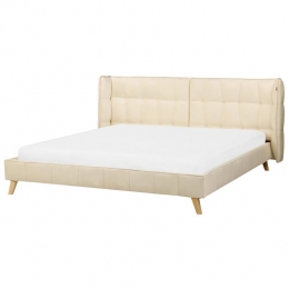 Beliani-SENLIS-Tweepersoonsbed-Lichtbeige-180x200cm-Fluweel