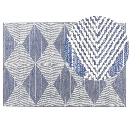 Beliani-DATCA-Laagpoligvloerkleed-Blauw-140x200cm-Wol
