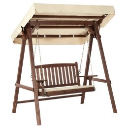 Beliani-CAVIOLA-Schommelbank-Beige-Vurenhout