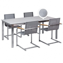 Beliani-COSOLETO-Tuinset4persoons-Grijs-GranietGlas