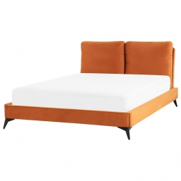 Beliani-MELLE-Tweepersoonsbed-Oranje-140x200cm-Fluweel