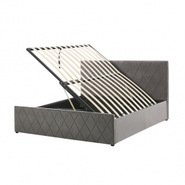 Beliani-ROCHEFORT-Bedmetopbergruimte-Grijs-140x200cm-Fluweel
