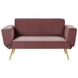 Beliani-SAARELA-Slaapbank-Roze-Fluweel