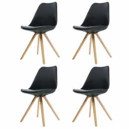 EssenceLegnostoelzwart-Houtenonderstel-Setvan4