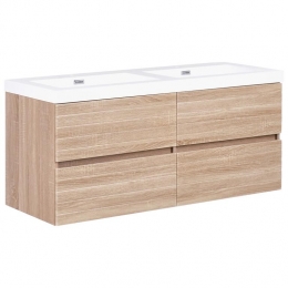 Beliani-URUCU-Wandgemonteerdedubbelewastafelkast-Lichtbruin-MDF