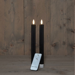 BO2Pcs3DWickBlackRibbelTaperCandlekaars23cmRusticWaxAnnasCollection-Annascollection