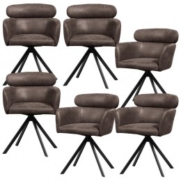 WOOODFenneEetkamerstoelen-Leerlook-Zwart-Setvan6