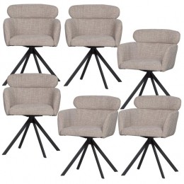WOOODFenneEetkamerstoelen-Polyester-Naturel-Setvan6